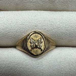 Gold Butterfly Signet Ring
